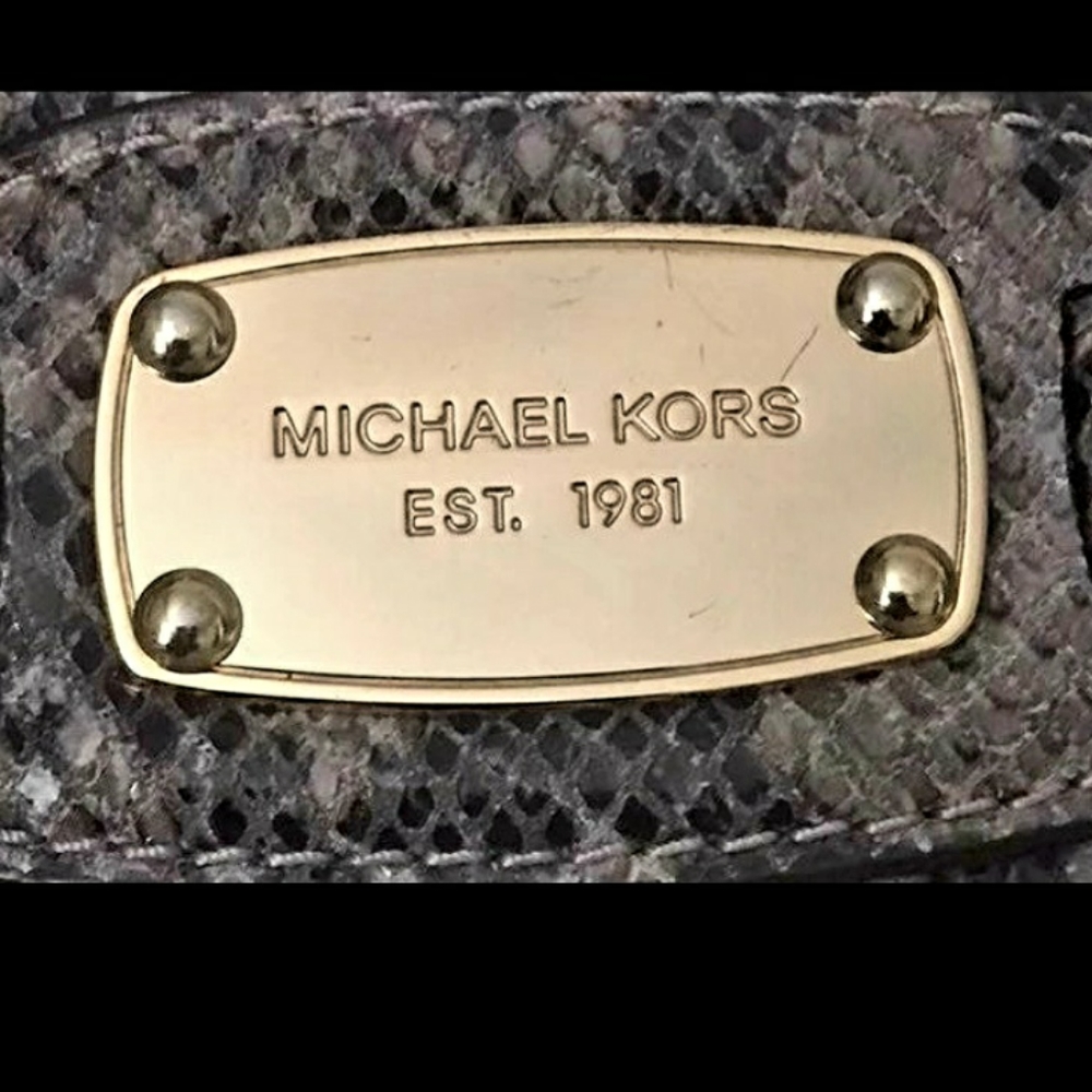 Authentic Michael Kors Python Leather Purse W/Gol… - image 4